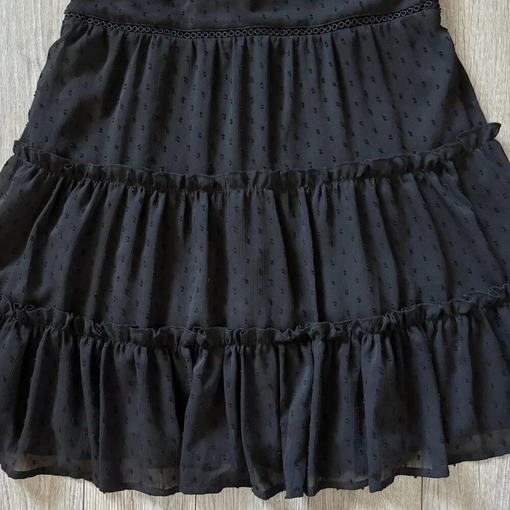 Altar'd State Sheer Dot Lined Black Mini Dress Womens Large Whimsigoth Babydoll - Picture 3 of 13